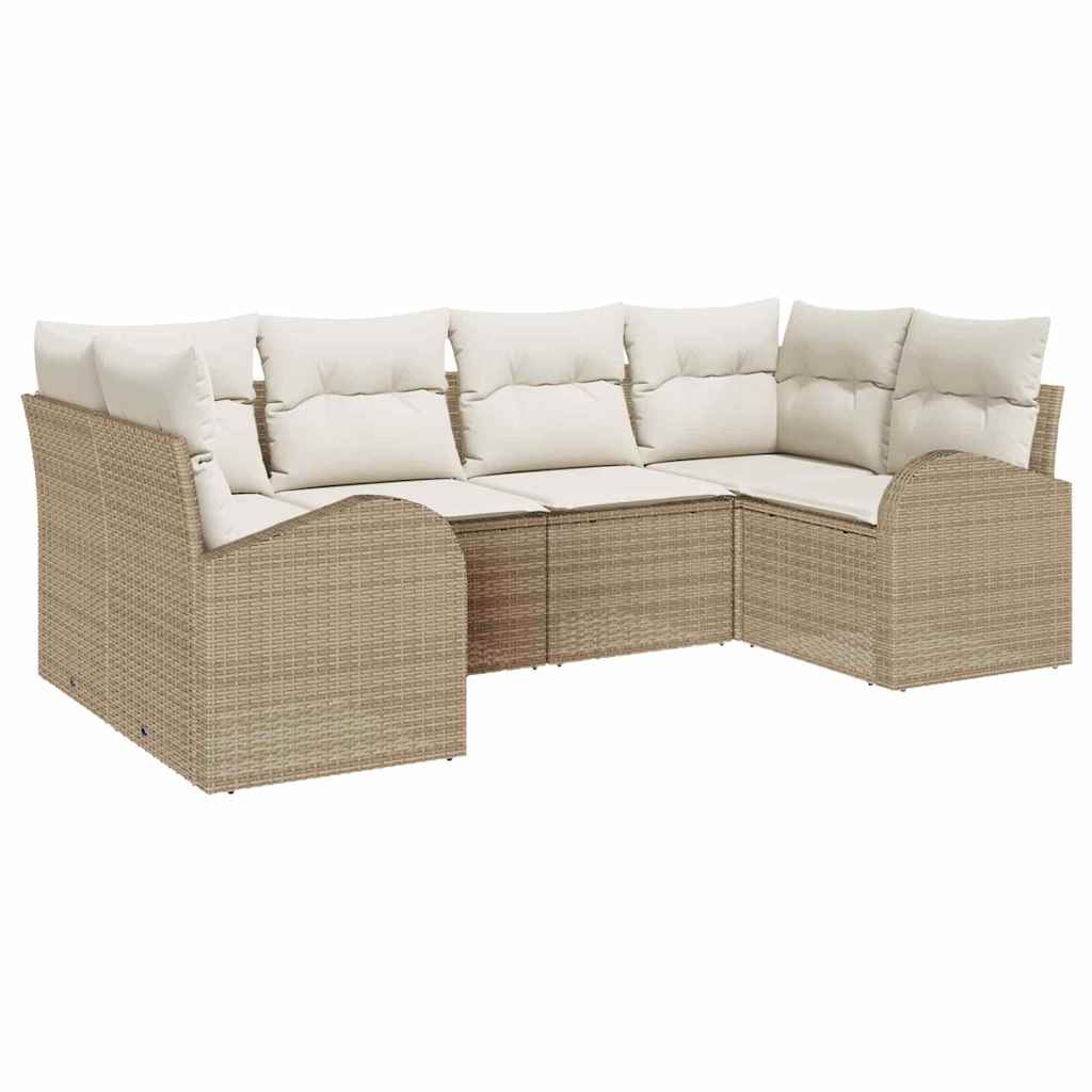 Gartensofa-set 6 stk. Beige und Weiß Poly-Rattan
