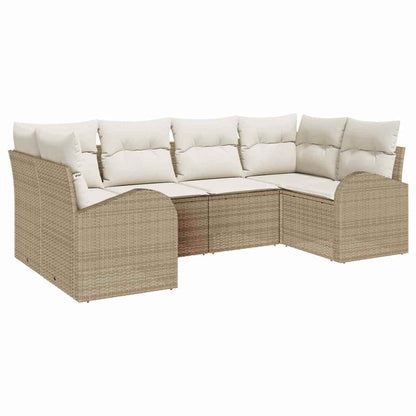 Gartensofa-set 6 stk. Beige und Weiß Poly-Rattan
