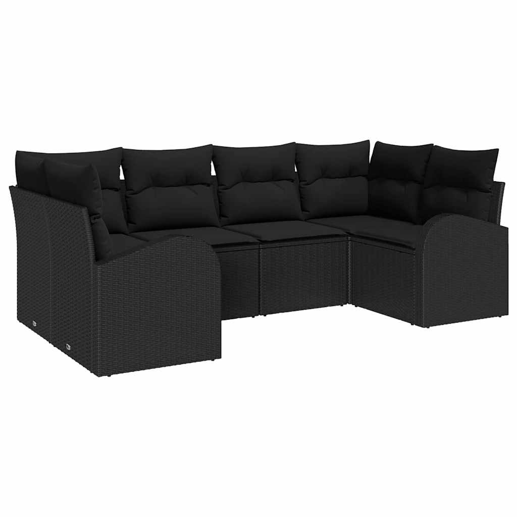 Gartensofa-set 6 stk. Schwarz Poly-Rattan