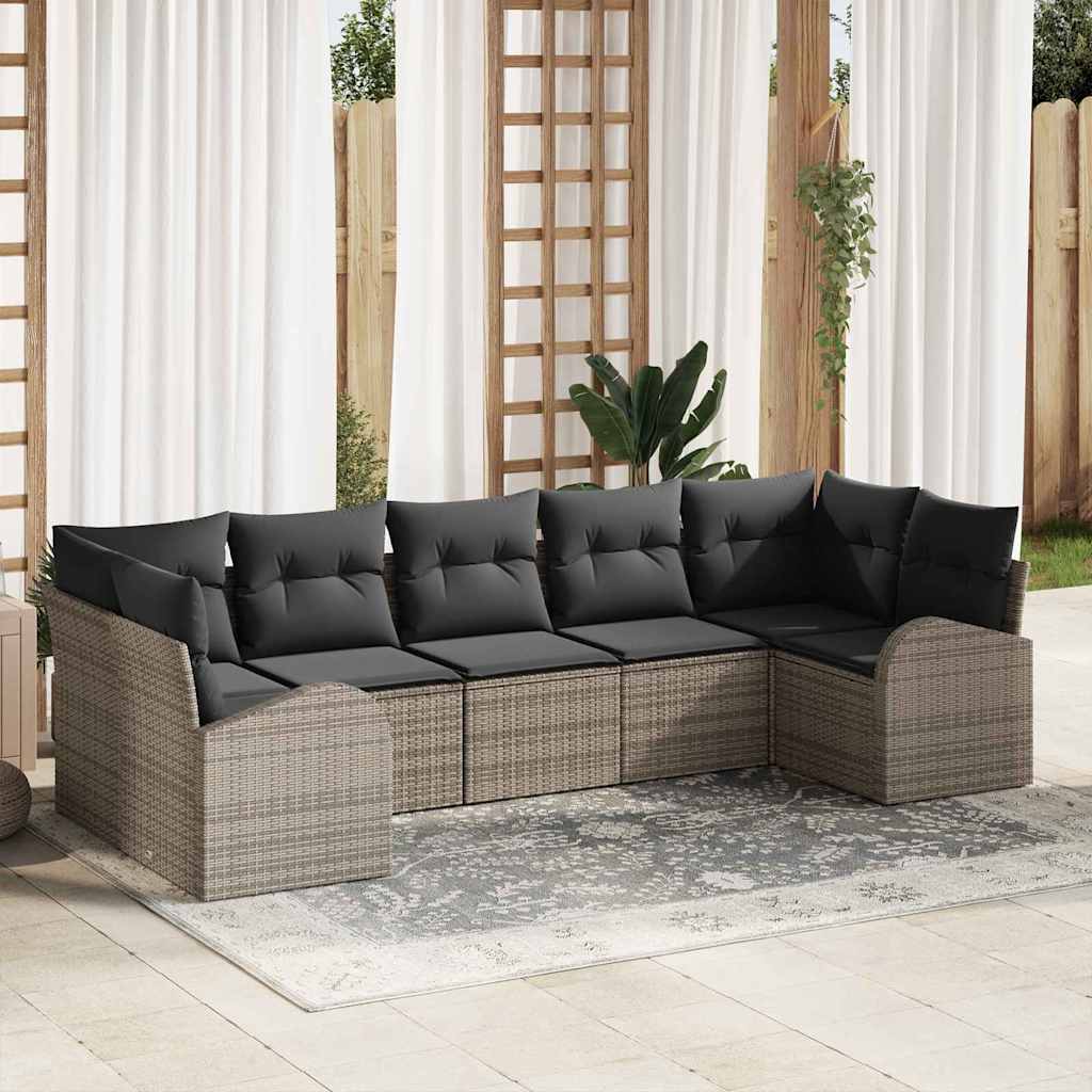 Gartensofa-set 7 stk. Grau Poly-Rattan