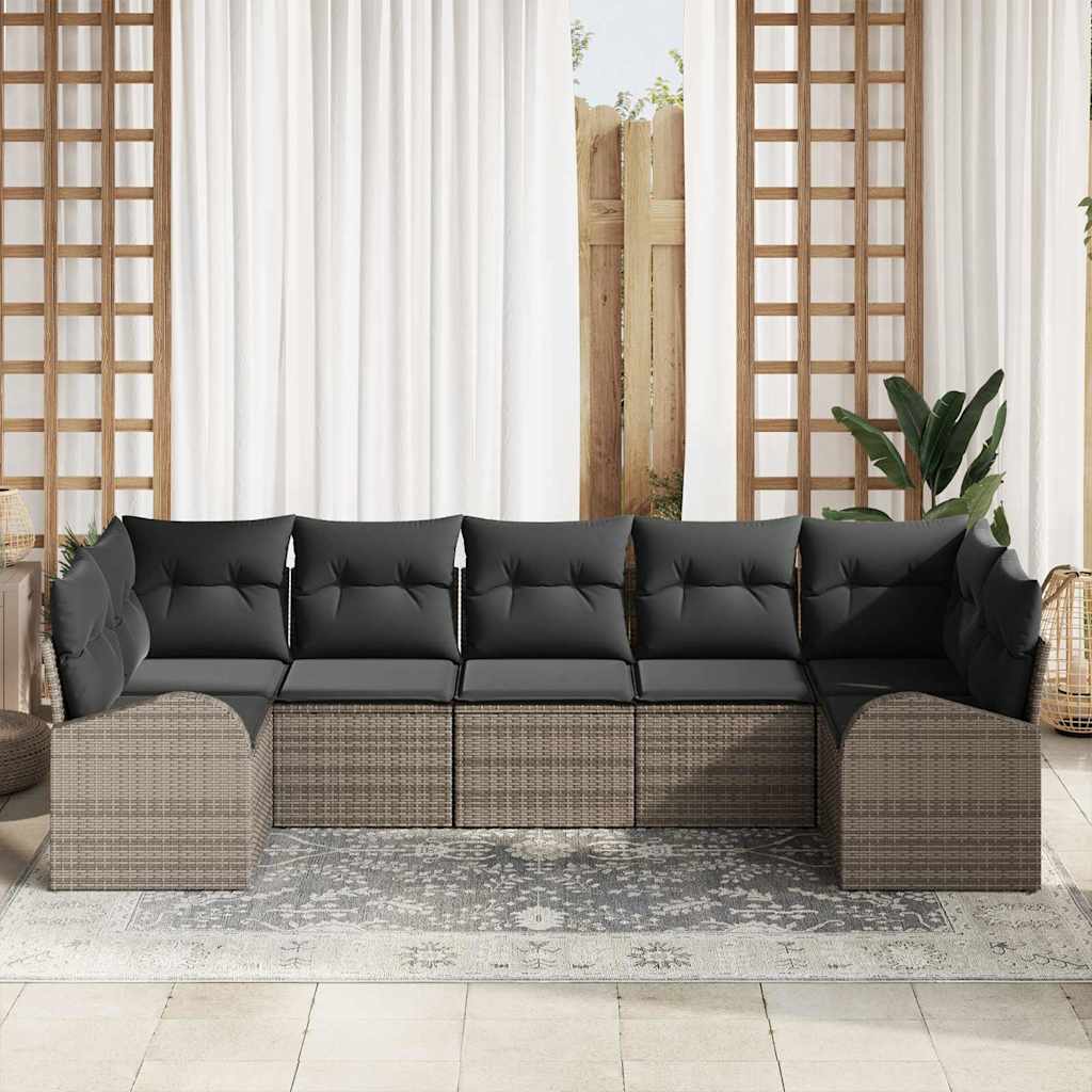 Gartensofa-set 7 stk. Grau Poly-Rattan