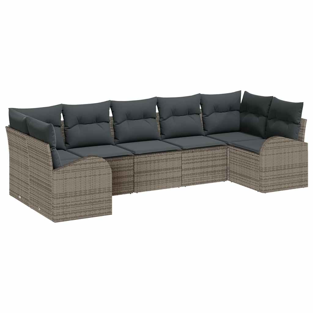 Gartensofa-set 7 stk. Grau Poly-Rattan