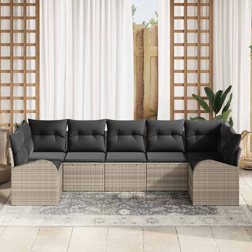 Gartensofa-set 7 stk. Hellgrau Poly-Rattan