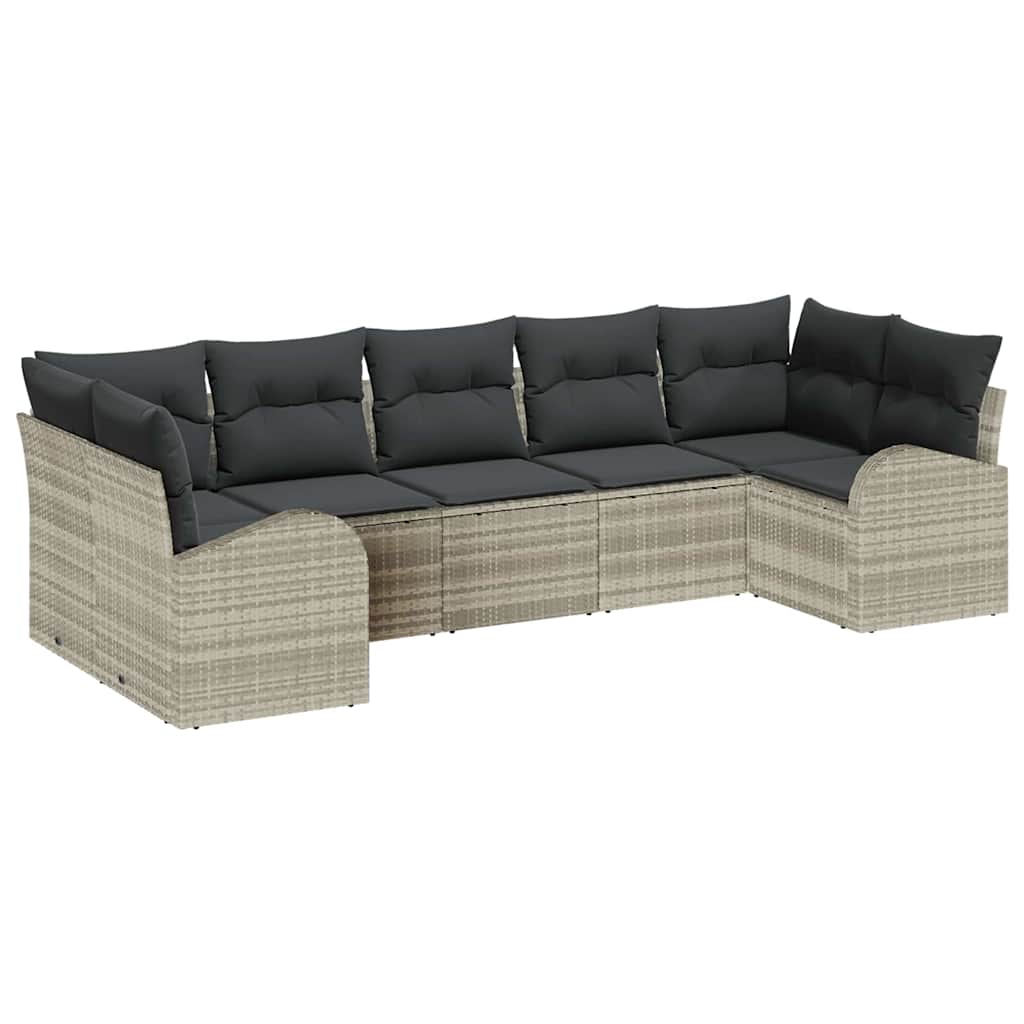 Gartensofa-set 7 stk. Hellgrau Poly-Rattan