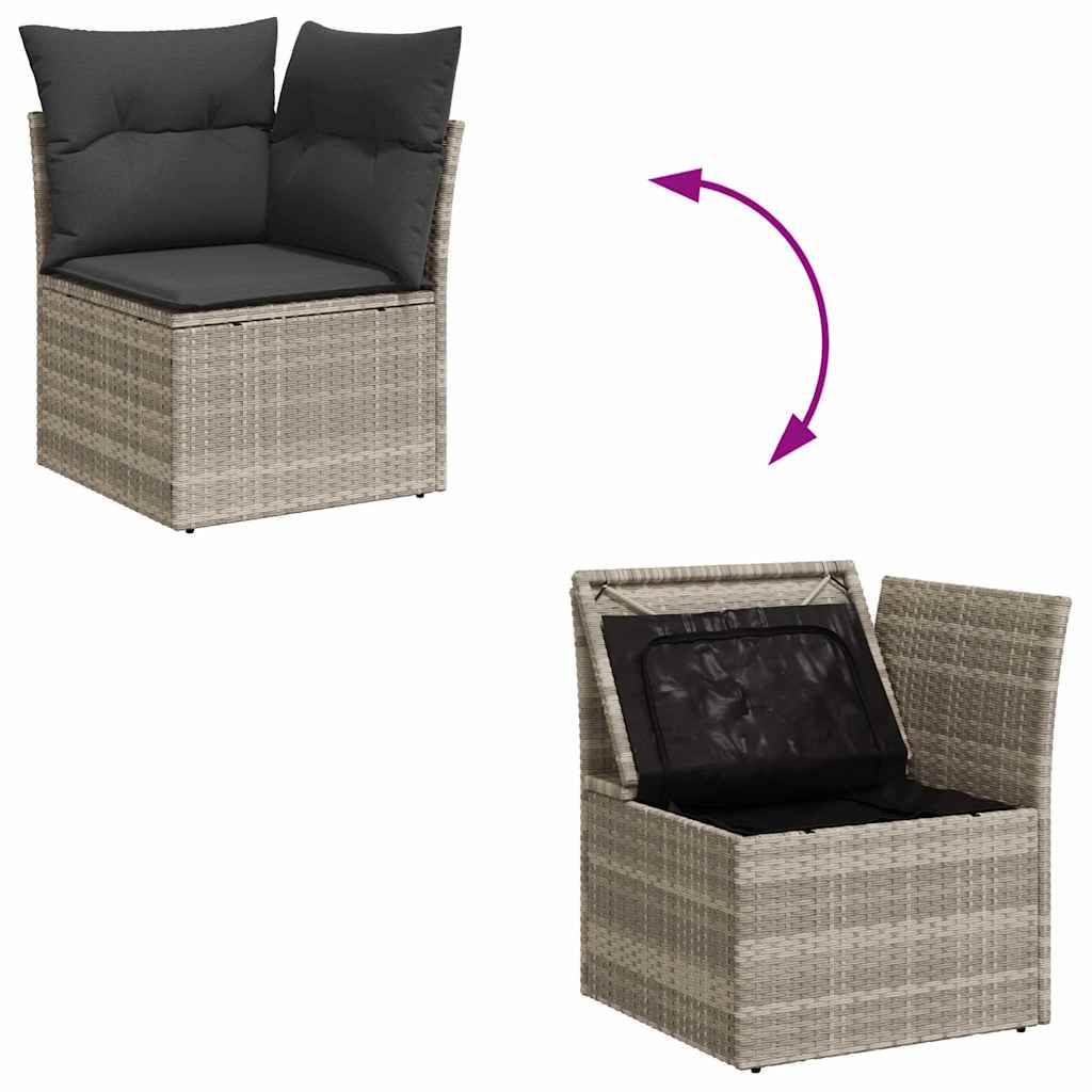 Gartensofa-set 7 stk. Hellgrau Poly-Rattan