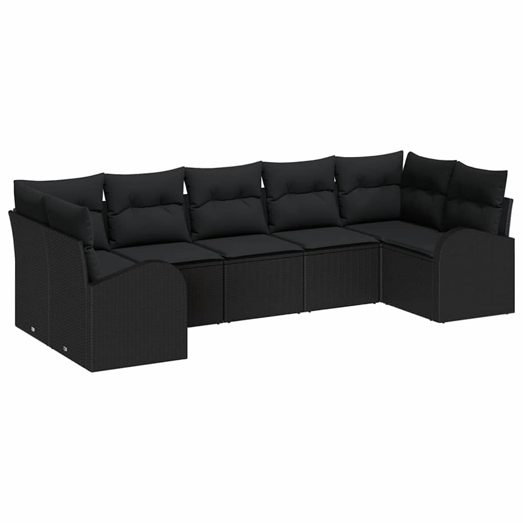 Gartensofa-set 7 stk. Schwarz Poly-Rattan