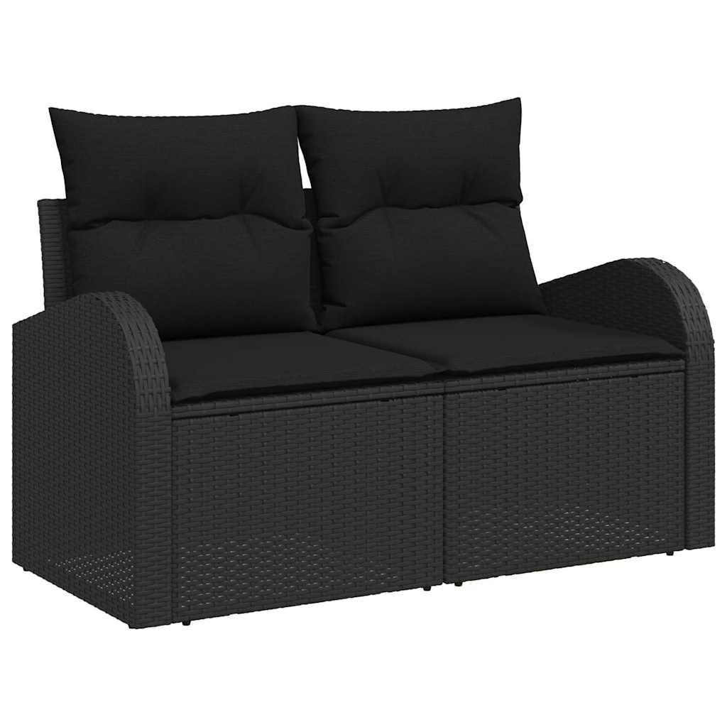 Gartensofa-set 7 stk. Schwarz Poly-Rattan