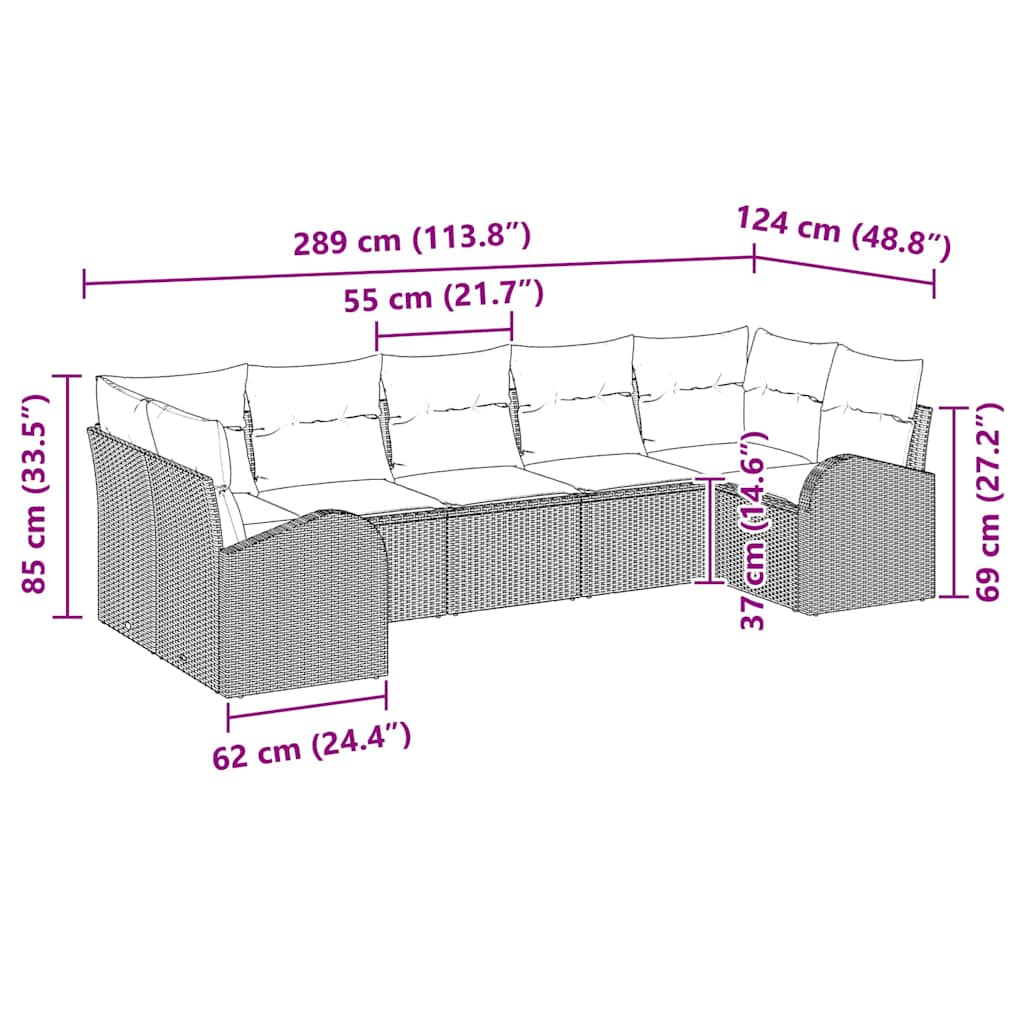 Gartensofa-set 7 stk. Schwarz Poly-Rattan