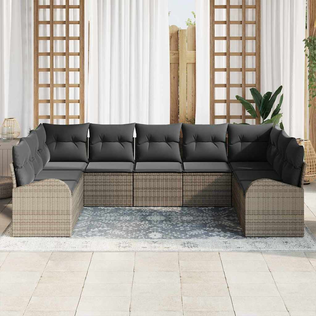 Gartensofa-set 9 stk. Grau Poly-Rattan