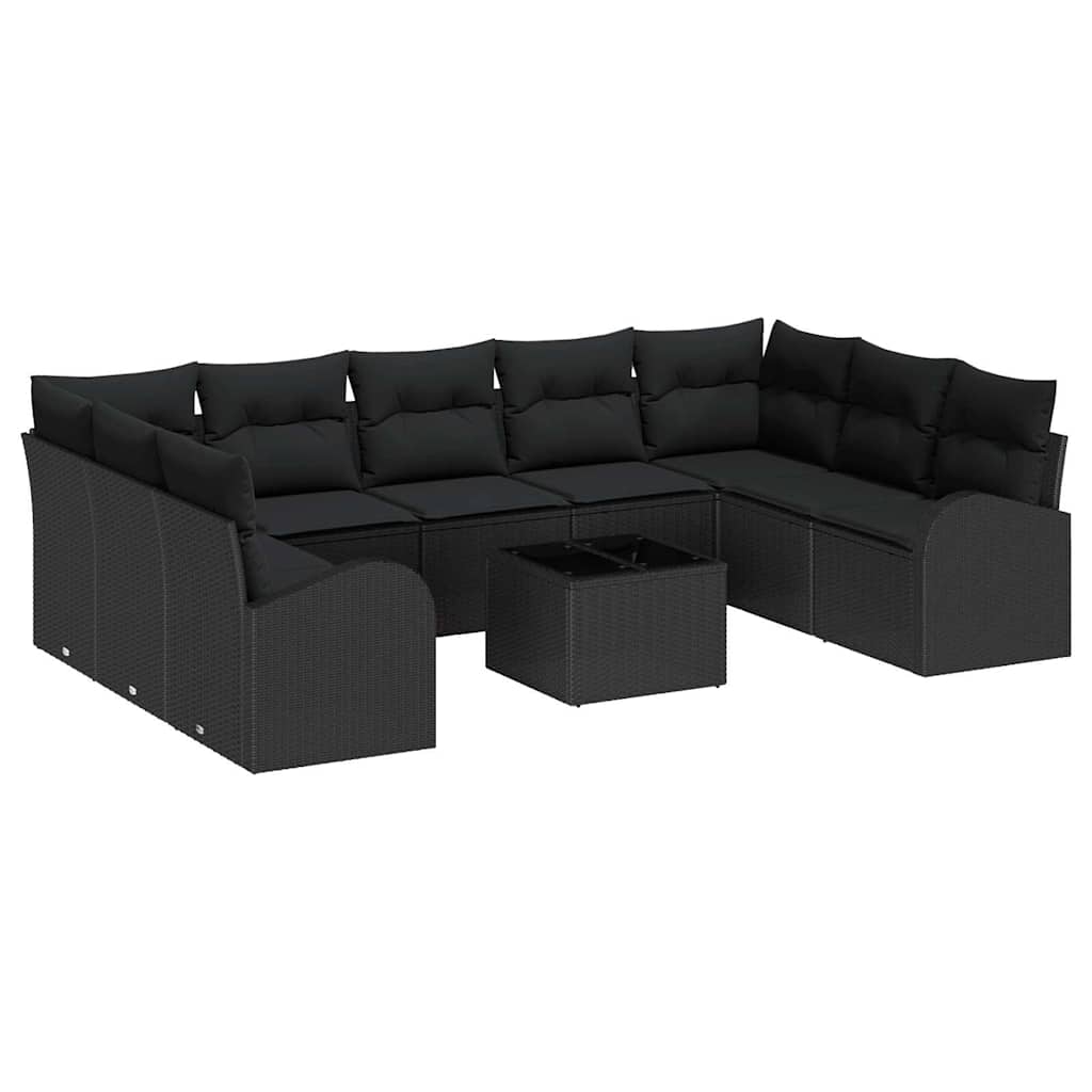 Gartensofa-set 10 stk. Schwarz Poly-Rattan