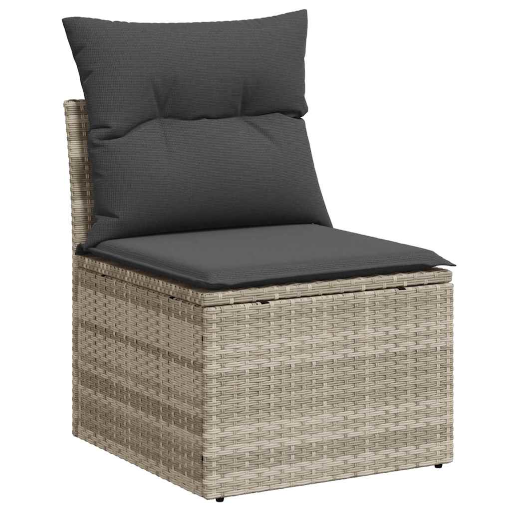 Gartensofa-set 10 stk. Hellgrau Poly-Rattan