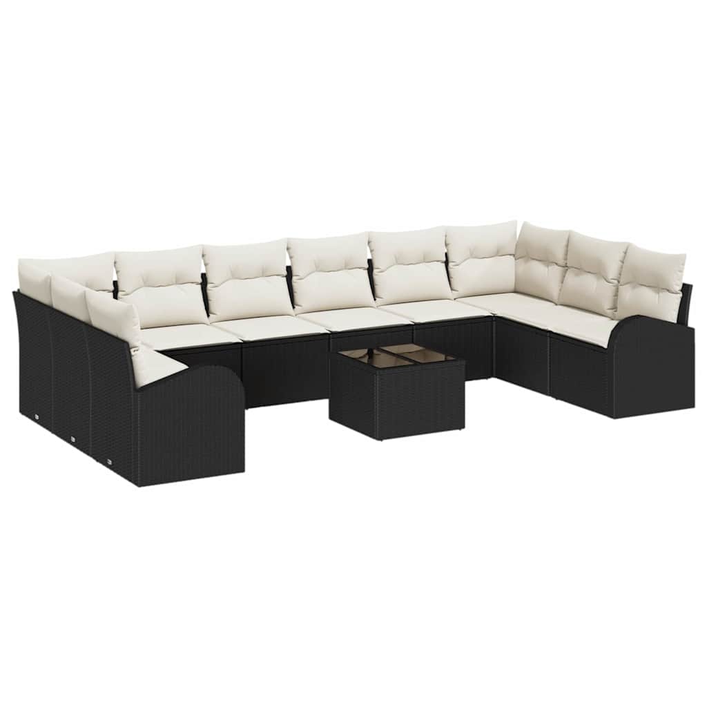 Gartensofa-set 11 stk. Braun und Creme Poly-Rattan