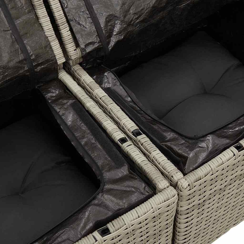 Gartensofa-set 11 stk. Hellgrau Poly-Rattan