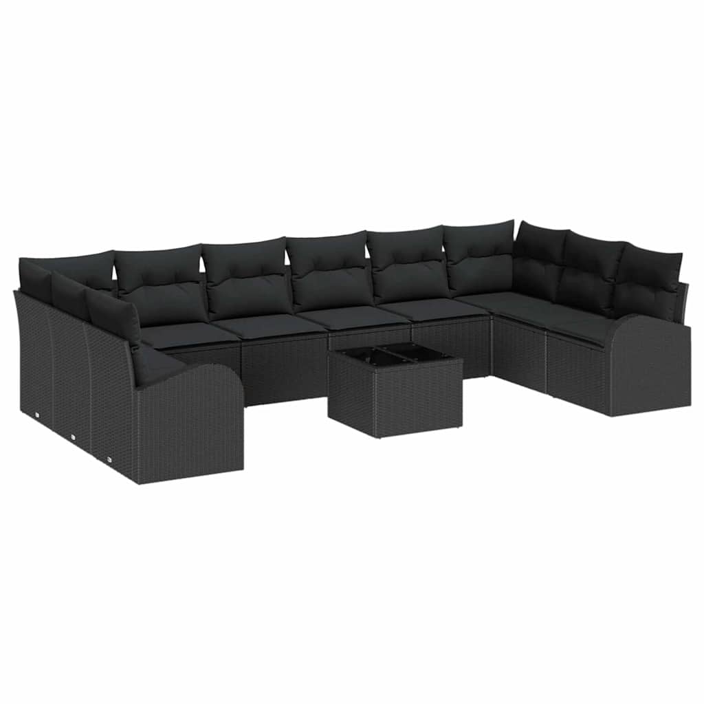 Gartensofa-set 11 stk. Schwarz Poly-Rattan