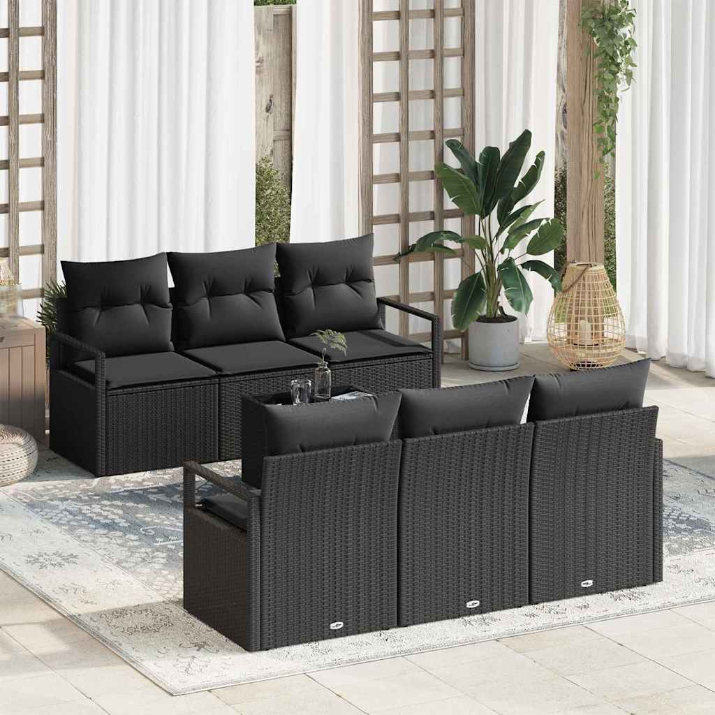 Gartensofa-set 7 stk. 6-Sitzanzahl Schwarz Poly-Rattan