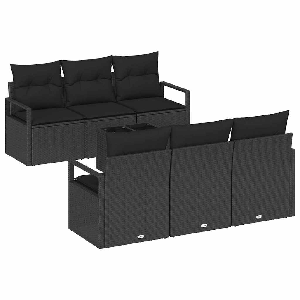 Gartensofa-set 7 stk. 6-Sitzanzahl Schwarz Poly-Rattan