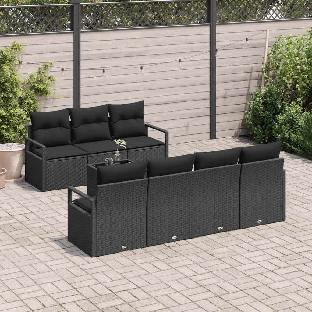 Gartensofa-set 8 stk. 7-Sitzanzahl Schwarz Poly-Rattan