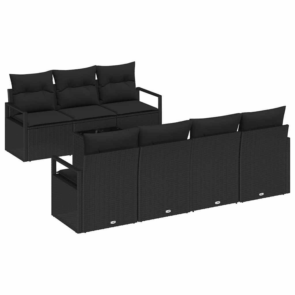 Gartensofa-set 8 stk. 7-Sitzanzahl Schwarz Poly-Rattan
