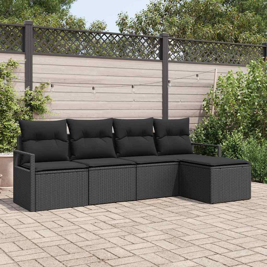 Sofa Set 5 stk. Schwarz Poly-Rattan