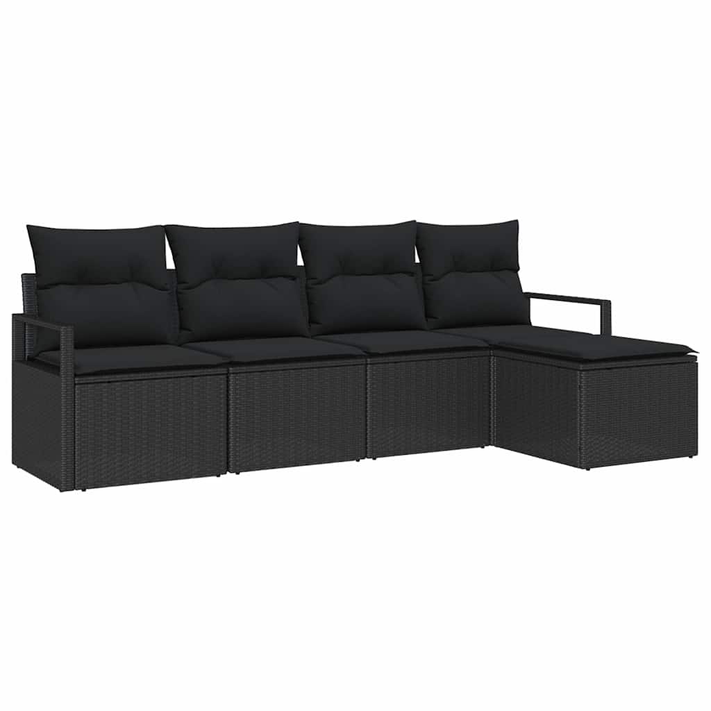 Sofa Set 5 stk. Schwarz Poly-Rattan