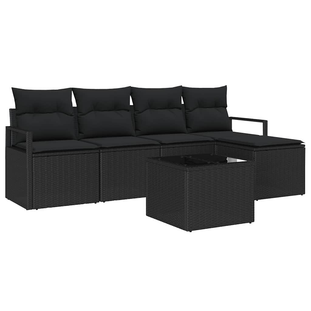 Sofa Set 6 stk. Schwarz Poly-Rattan