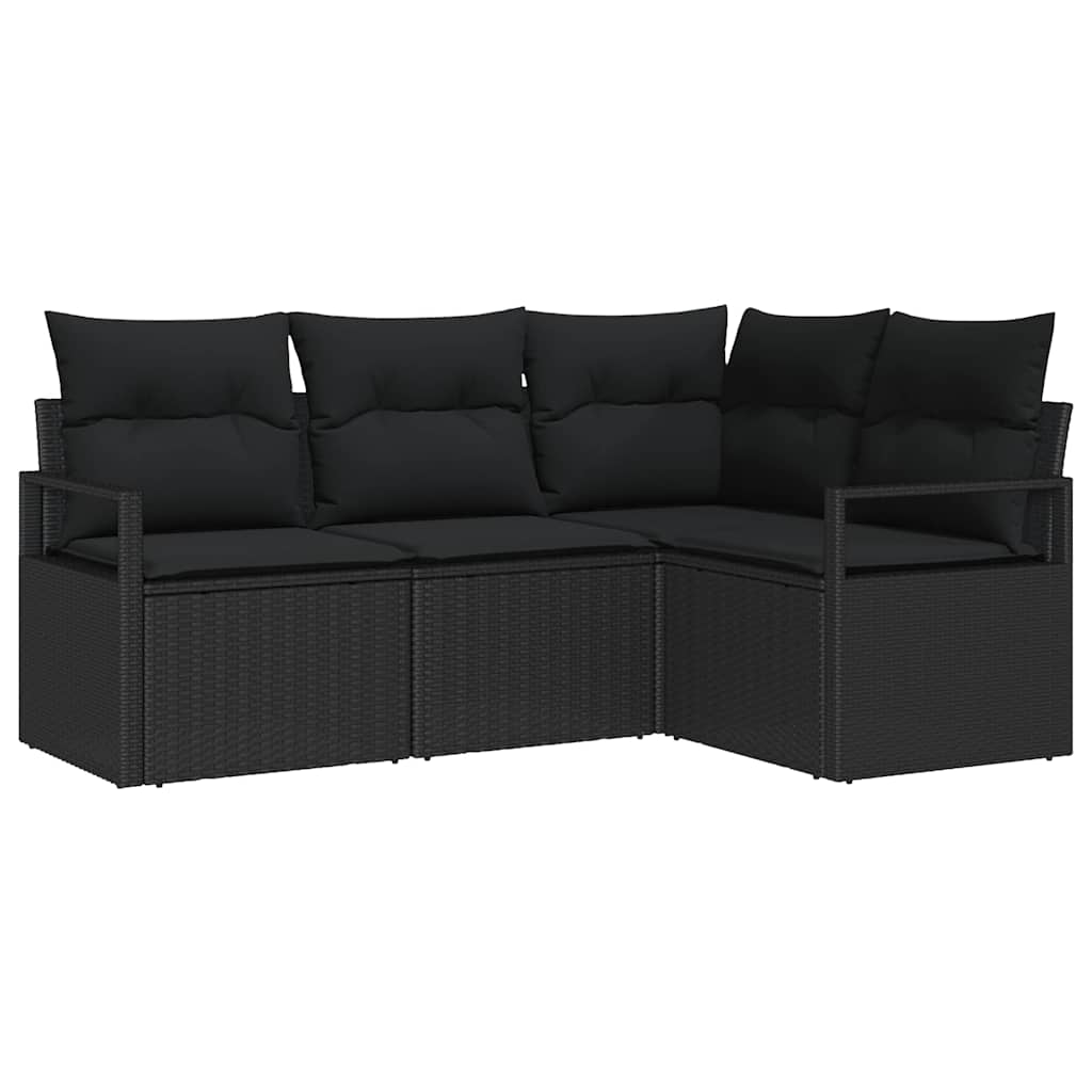 Sofa Set 4 stk. Schwarz Poly-Rattan