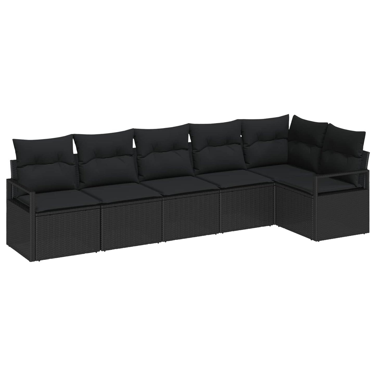 Gartensofa-set 6 stk. Schwarz Poly-Rattan