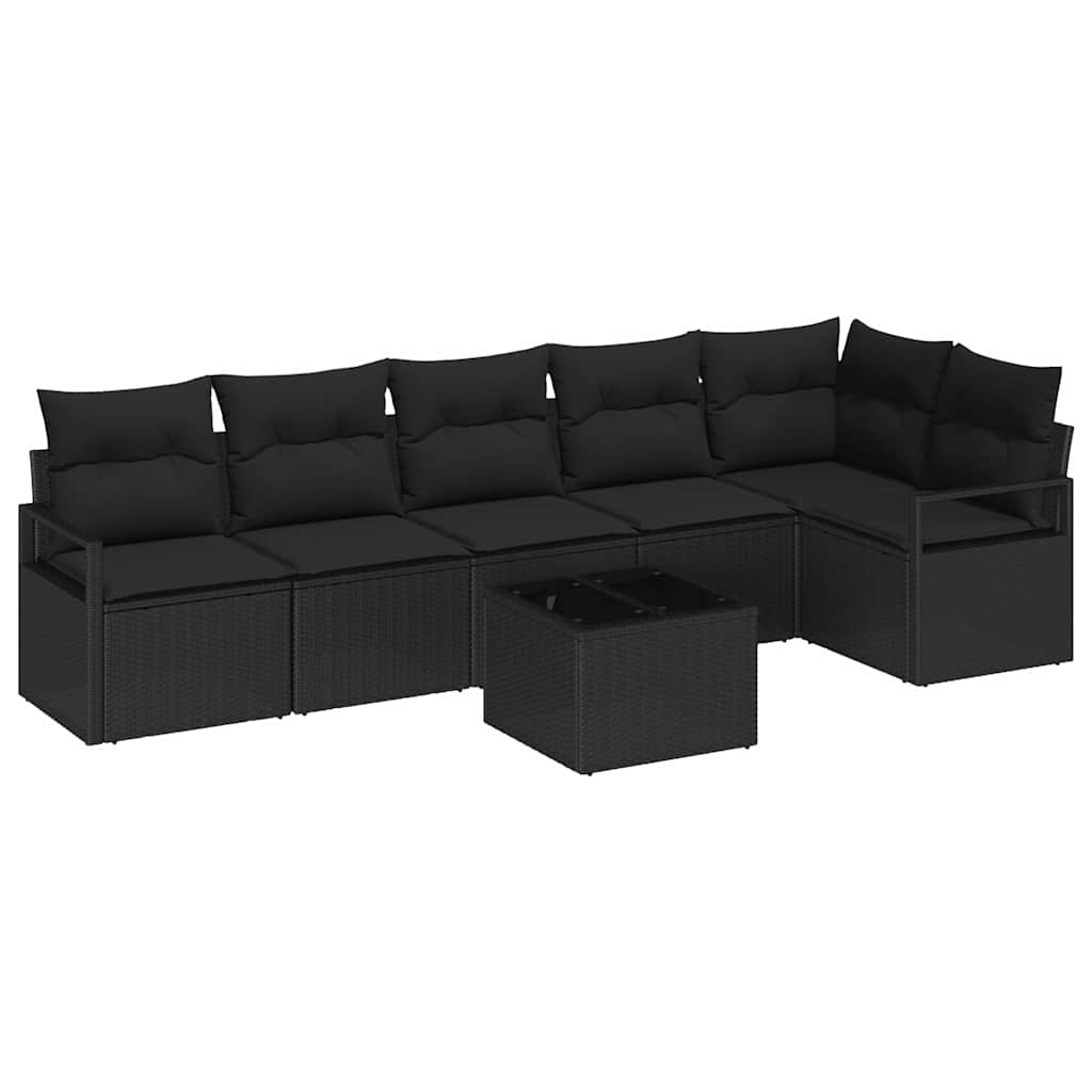 Gartensofa-set 7 stk. Schwarz Poly-Rattan