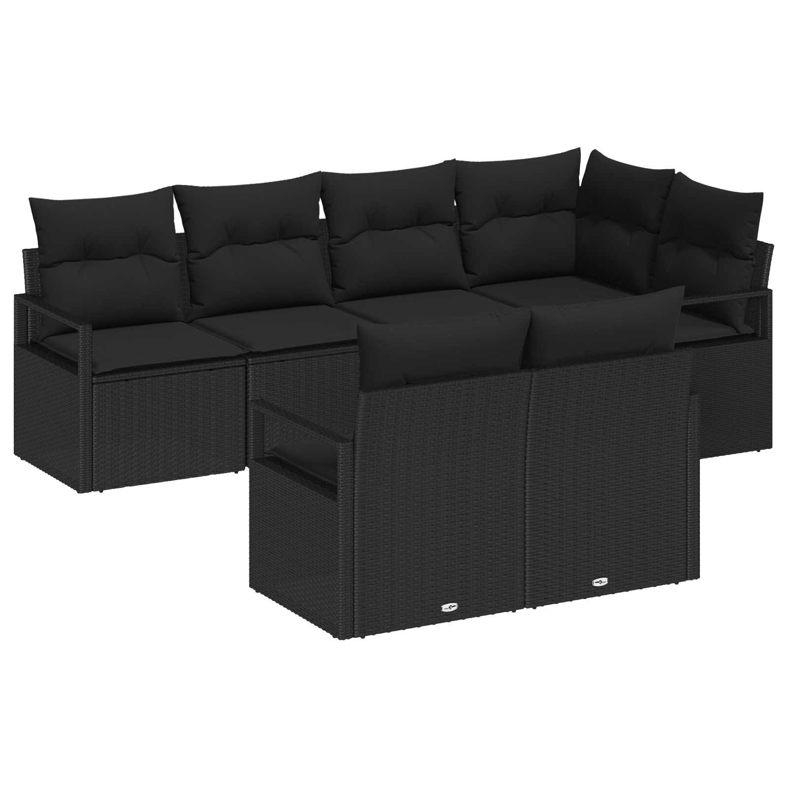 Gartensofa-set 7 stk. Schwarz Poly-Rattan