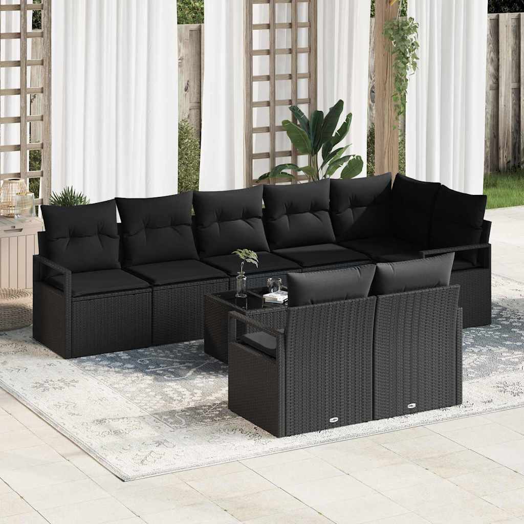 Gartensofa-set 9 stk. Schwarz Poly-Rattan