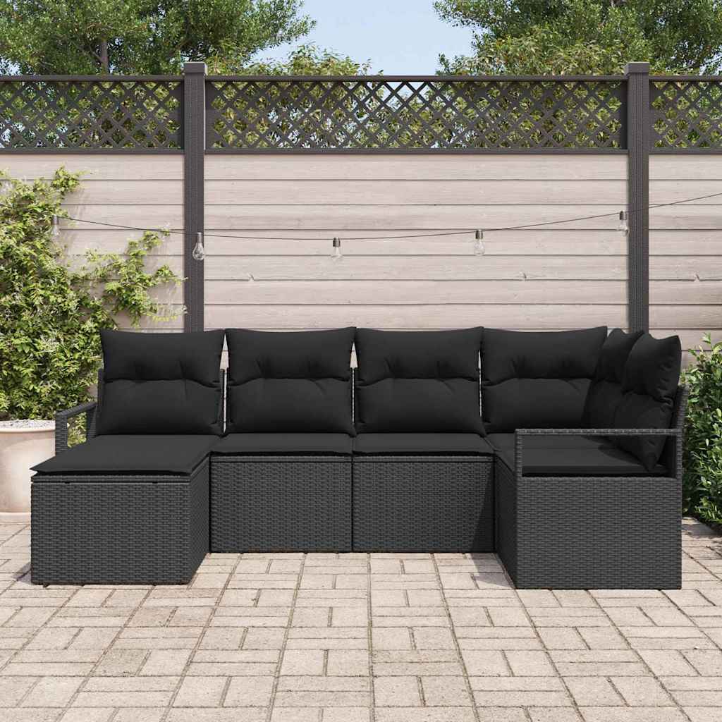 Sofa Set 6 stk. Schwarz Poly-Rattan
