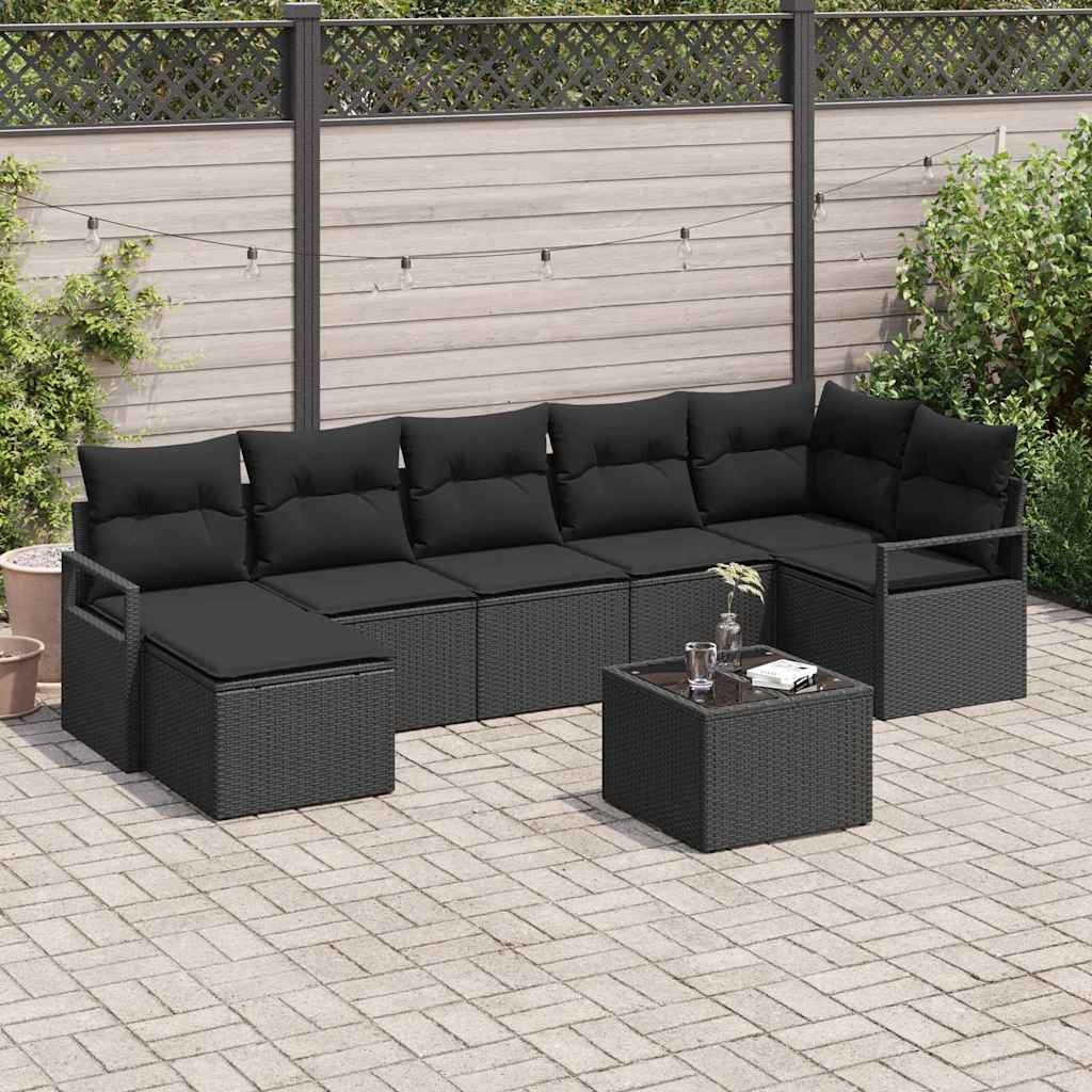 Sofa Set 8 stk. Schwarz Poly-Rattan