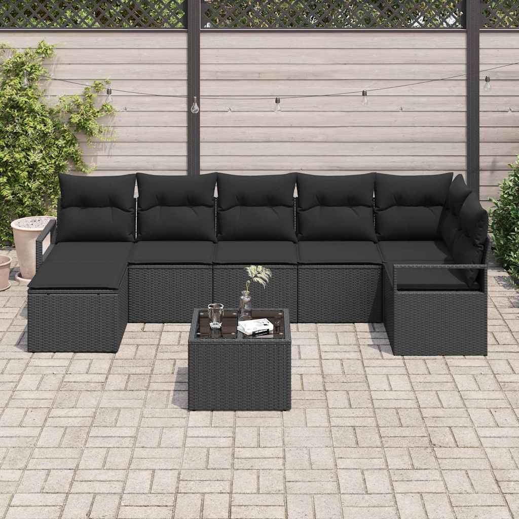 Sofa Set 8 stk. Schwarz Poly-Rattan