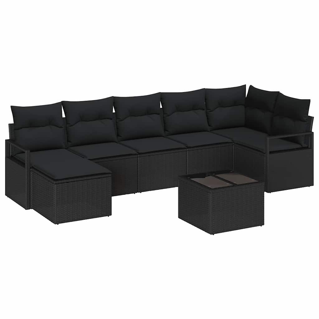 Sofa Set 8 stk. Schwarz Poly-Rattan
