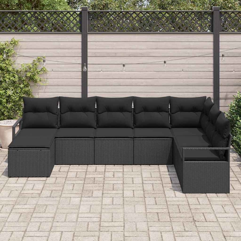 Sofa Set 8 stk. Schwarz Poly-Rattan