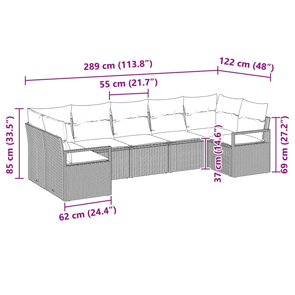 Gartensofa-set 7 stk. Schwarz Poly-Rattan