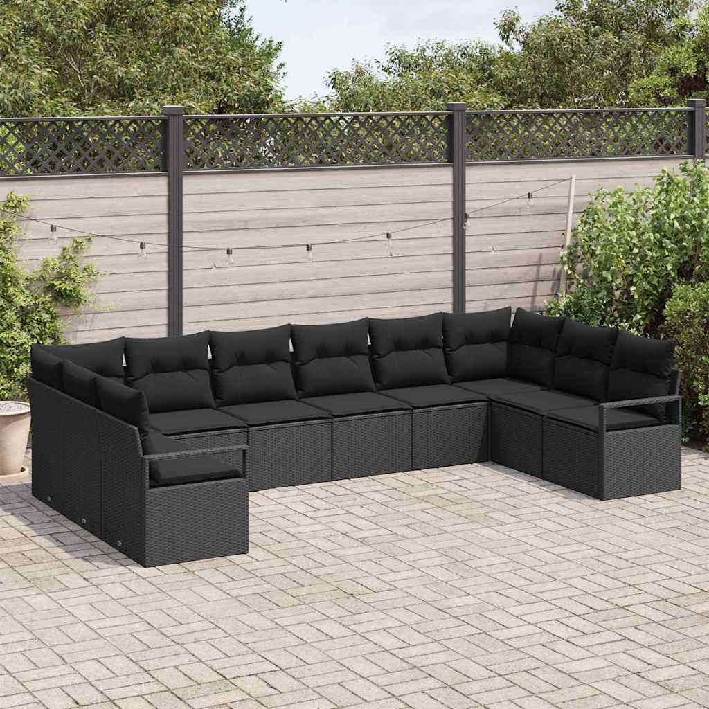 Gartensofa-set 10 stk. Schwarz Poly-Rattan