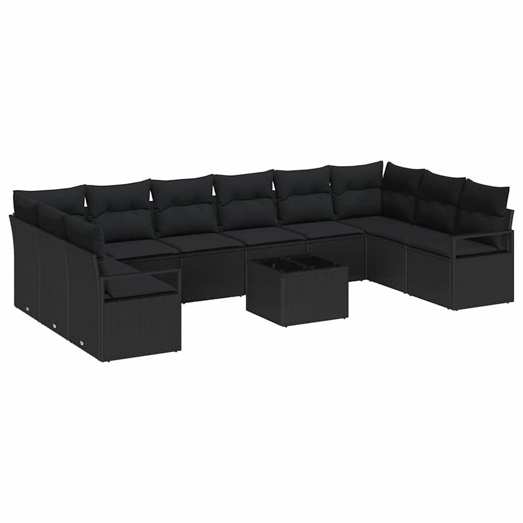 Gartensofa-set 11 stk. Schwarz Poly-Rattan