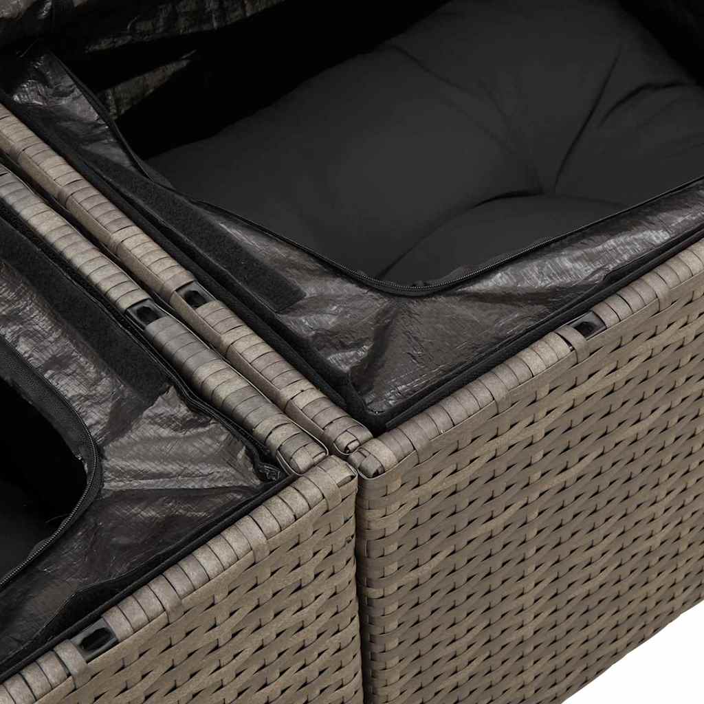 Gartensofa-set 3 stk. Grau Poly-Rattan