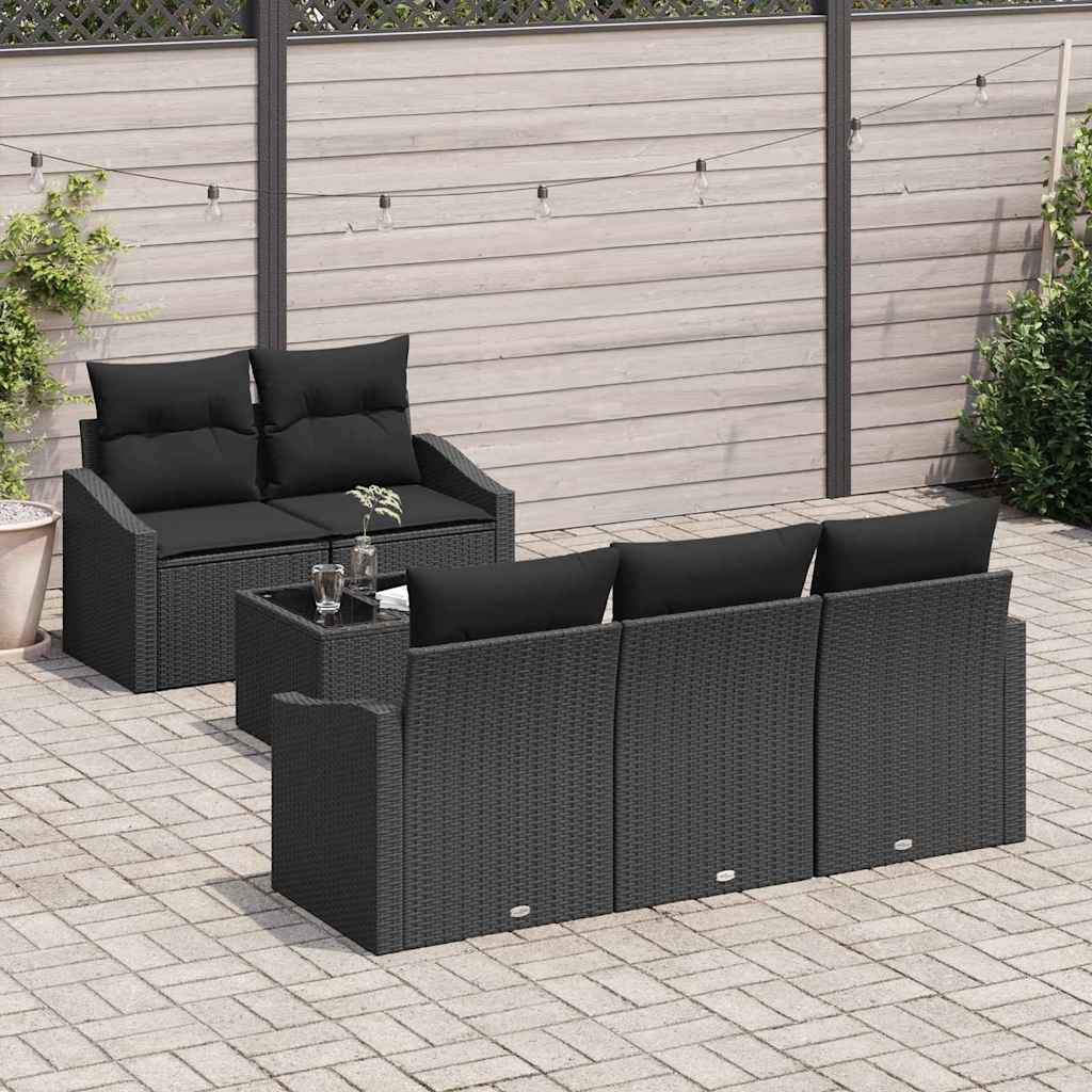Sofa Set 6 stk. Schwarz Poly-Rattan