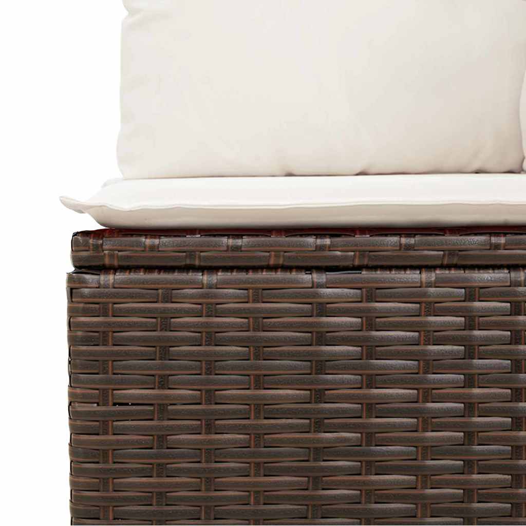 Sofa Set 7 stk. Braun und Creme Poly-Rattan