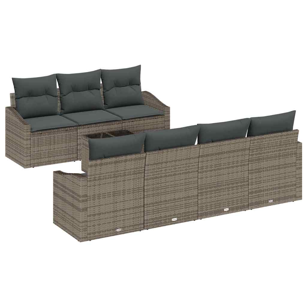 Sofa Set 8 stk. Grau Poly-Rattan
