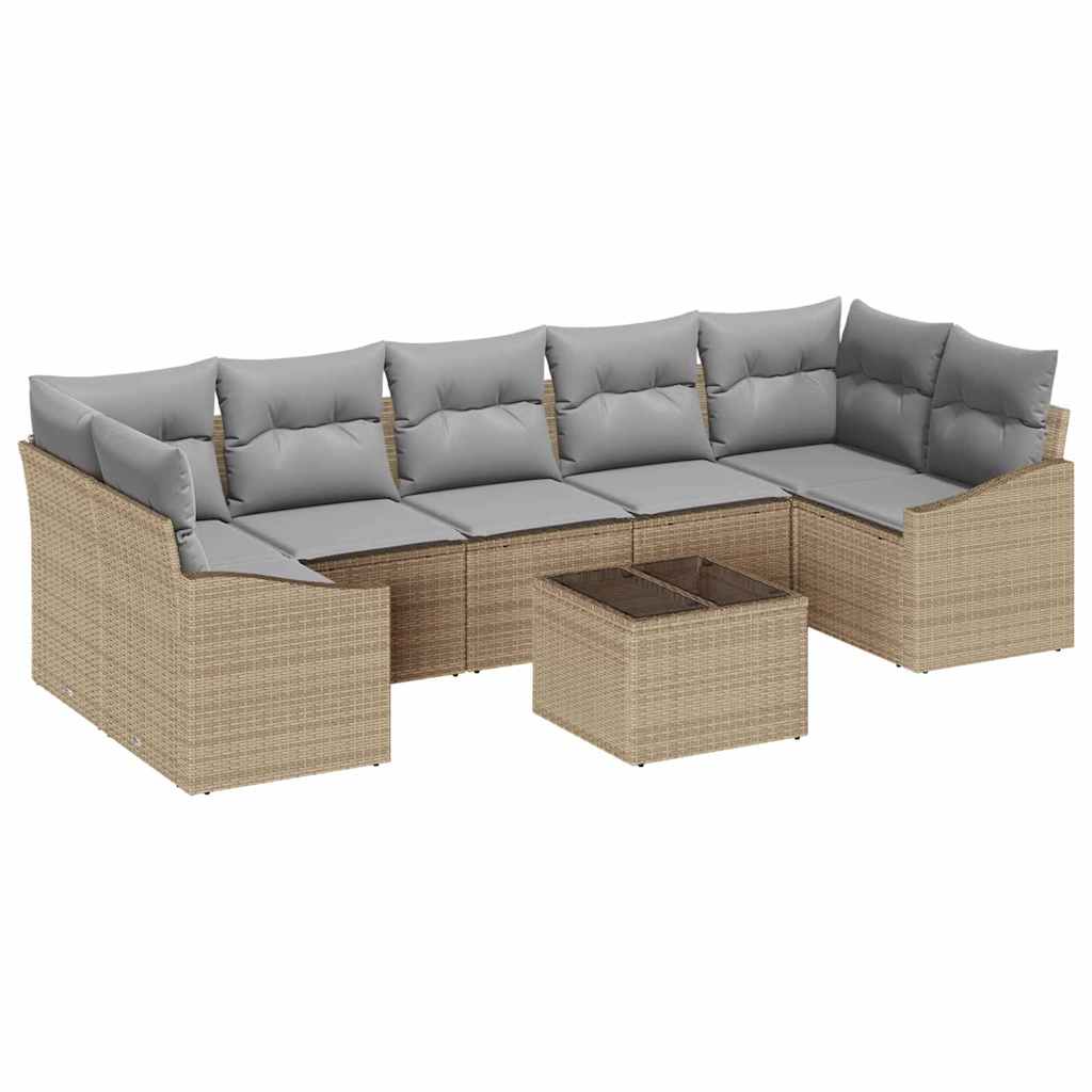 Sofa Set 8 stk. Beige und Grau Poly-Rattan