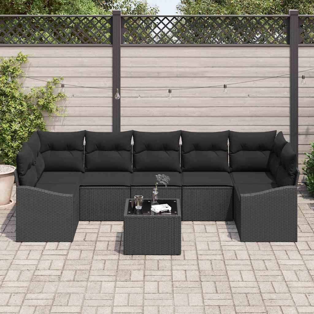 Sofa Set 8 stk. Schwarz Poly-Rattan