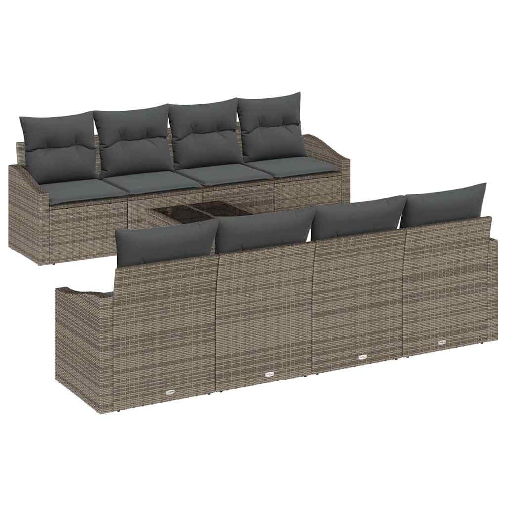 Sofa Set 7 stk. Grau Poly-Rattan