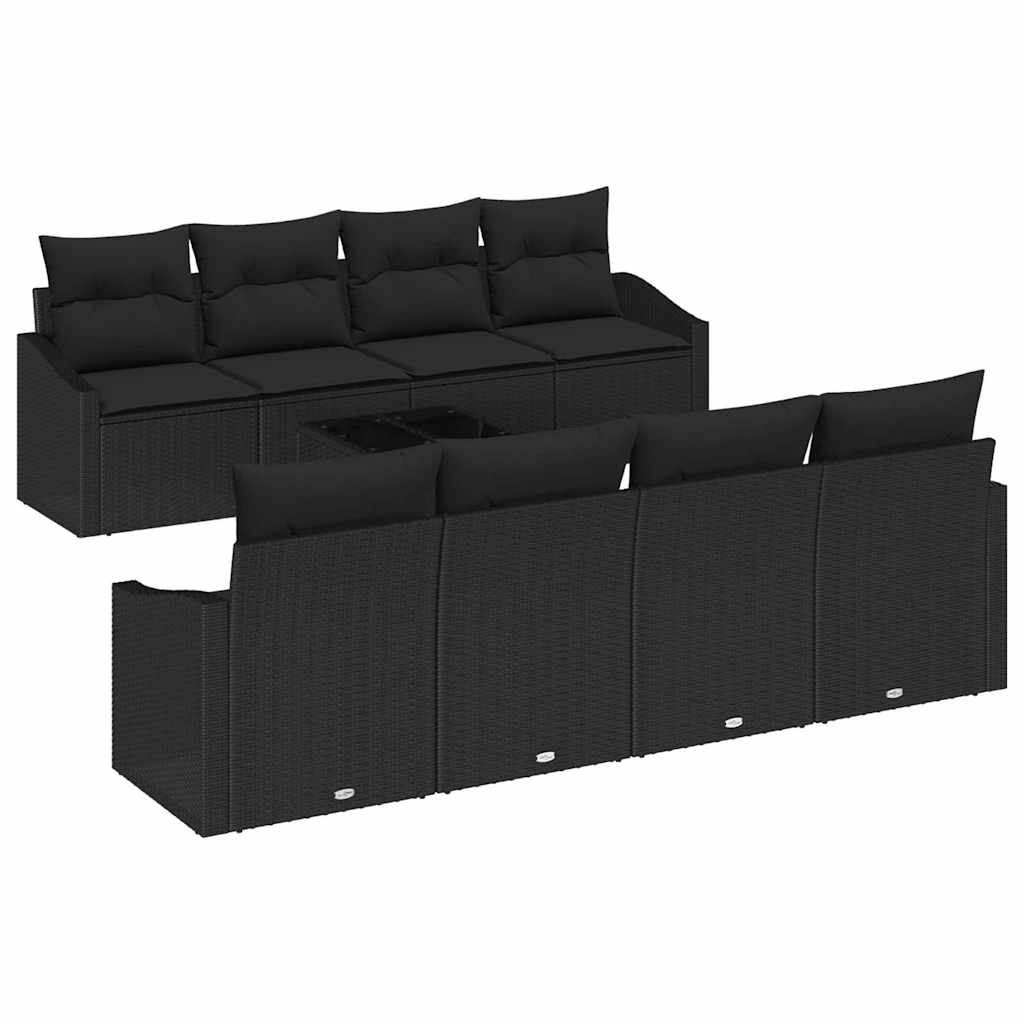 Sofa Set 7 stk. Schwarz Poly-Rattan
