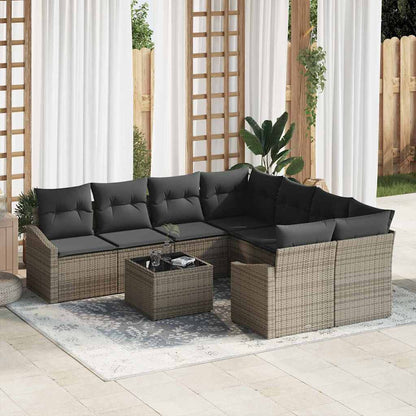 Sofa Set 9 stk. Grau 233,5 x 234 x 85 cm Poly-Rattan