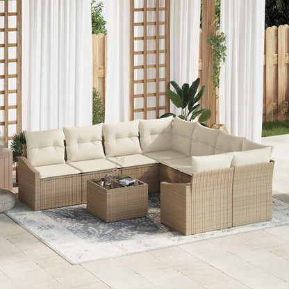 Sofa Set 9 stk. Beige und Creme 233,5 x 234 x 85 cm Poly-Rattan