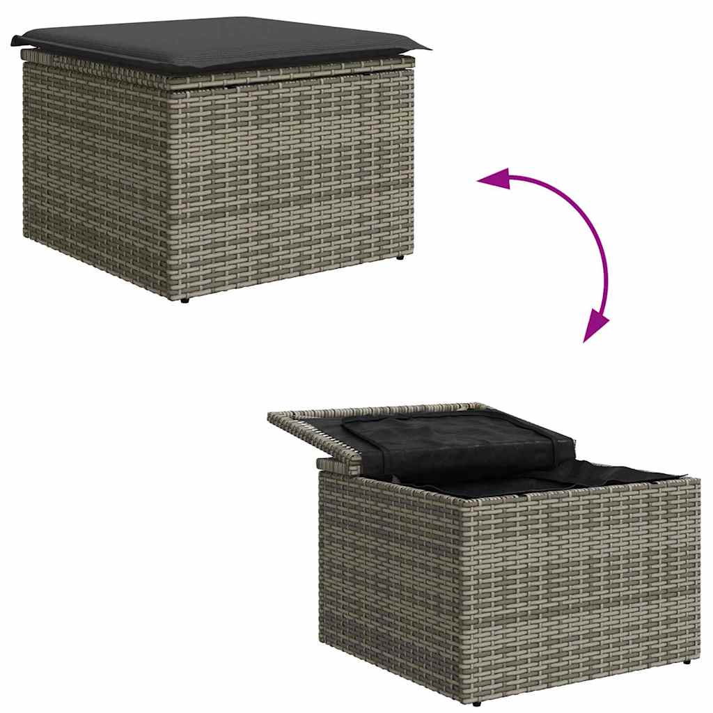 Sofa Set 4 stk. Grau Poly-Rattan