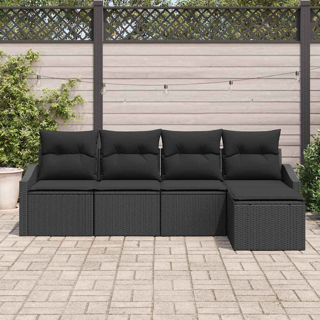 Sofa Set 5 stk. Schwarz Poly-Rattan
